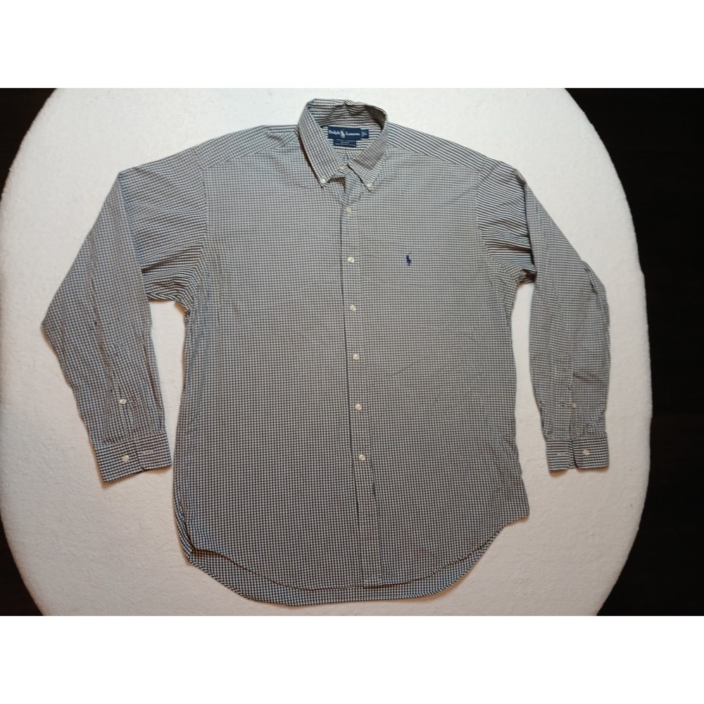Ralph Lauren Blake Vintage 2-ply Cotton Micro Check Button Down in Blue Size L